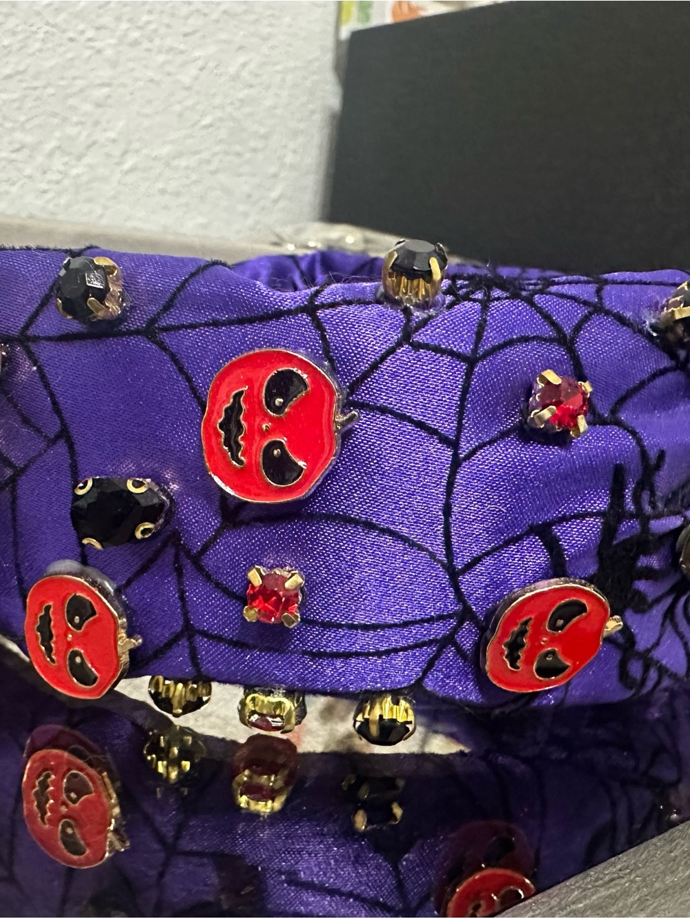 Halloween Pumpkin Seamed Headband in Purple and Red